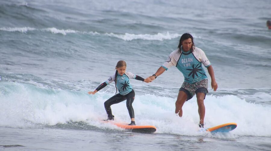 Playa de Las Americas: Surfing Group Lesson with equipment - Standing on your first whitewater wave