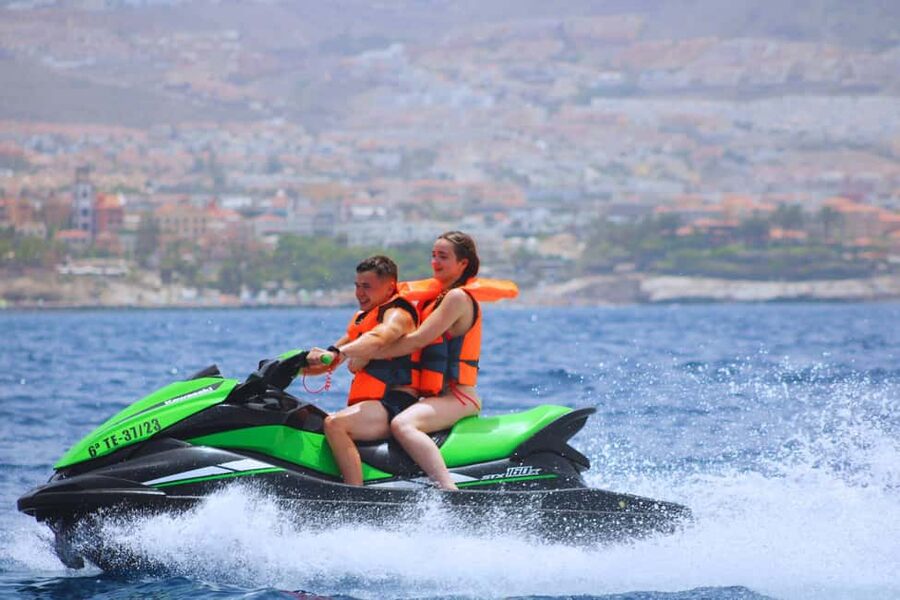 Puerto Colón: Kawasaki Jet Ski Tour Along Tenerife's Coast - The secret stop for swimming and photos