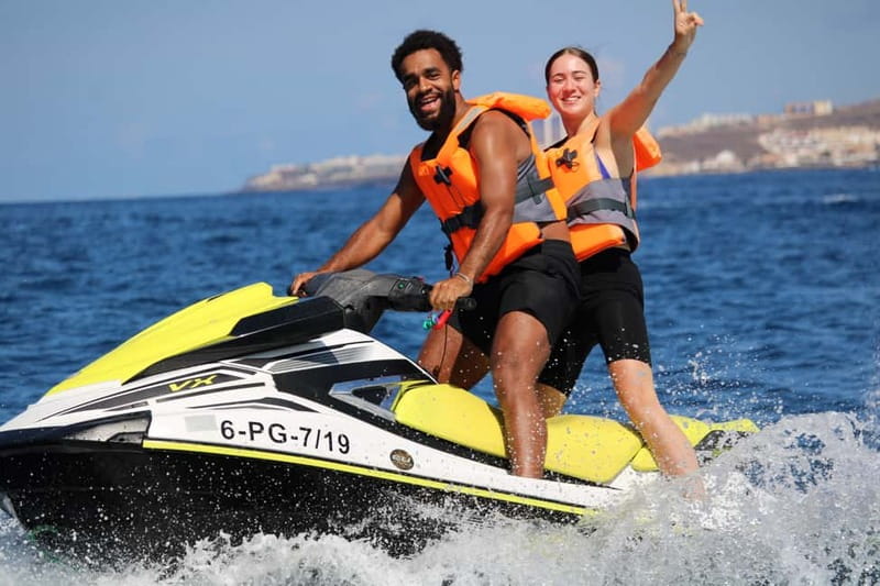 Puerto Colón: Tenerife Coast Jet Ski Tour with Photos - The short speedboat ride to the jet skis