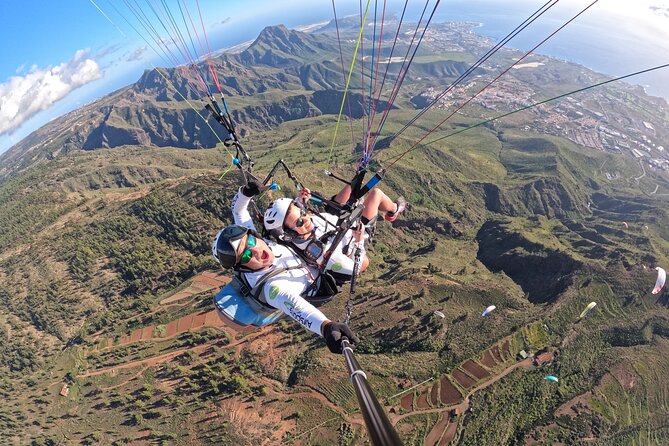 SILVER 1000m paragliding tandem flight above South Tenerife - The approach to La Caleta beach