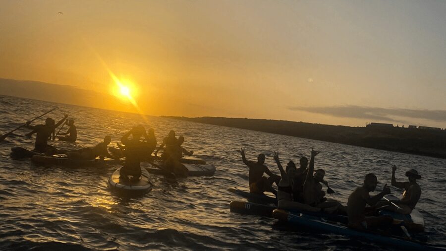 Tenerife: Sunset Stand-Up Paddleboarding Tour - Sunset from a paddleboard near La Caleta
